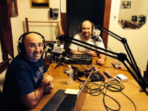 My oldest brother, Chad, on the left and third oldest brother, Scott, working the sound board.